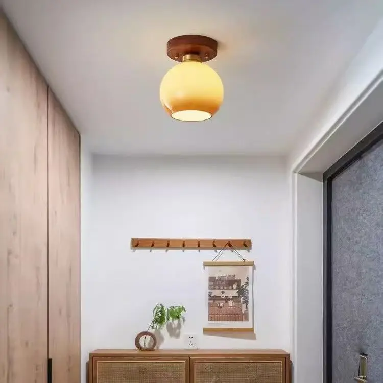 

IWHD Walnut Copper LED Ceiling Lights Decoration Aisle Corridor Living Room Light Home Lighting Modern Ceiling lamp Luminaria