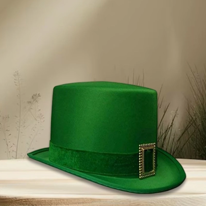 Set cravatte per cappelli in feltro verde Cappello per celebrazioni festive Cappello per gentiluomo retrò Dropshipping