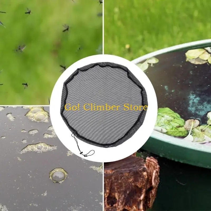 Q84C Rain Bucket Leaf Filters Screen Covers With Drawstring Water Collection Buckets Tanks Protector Netting Screen Covers