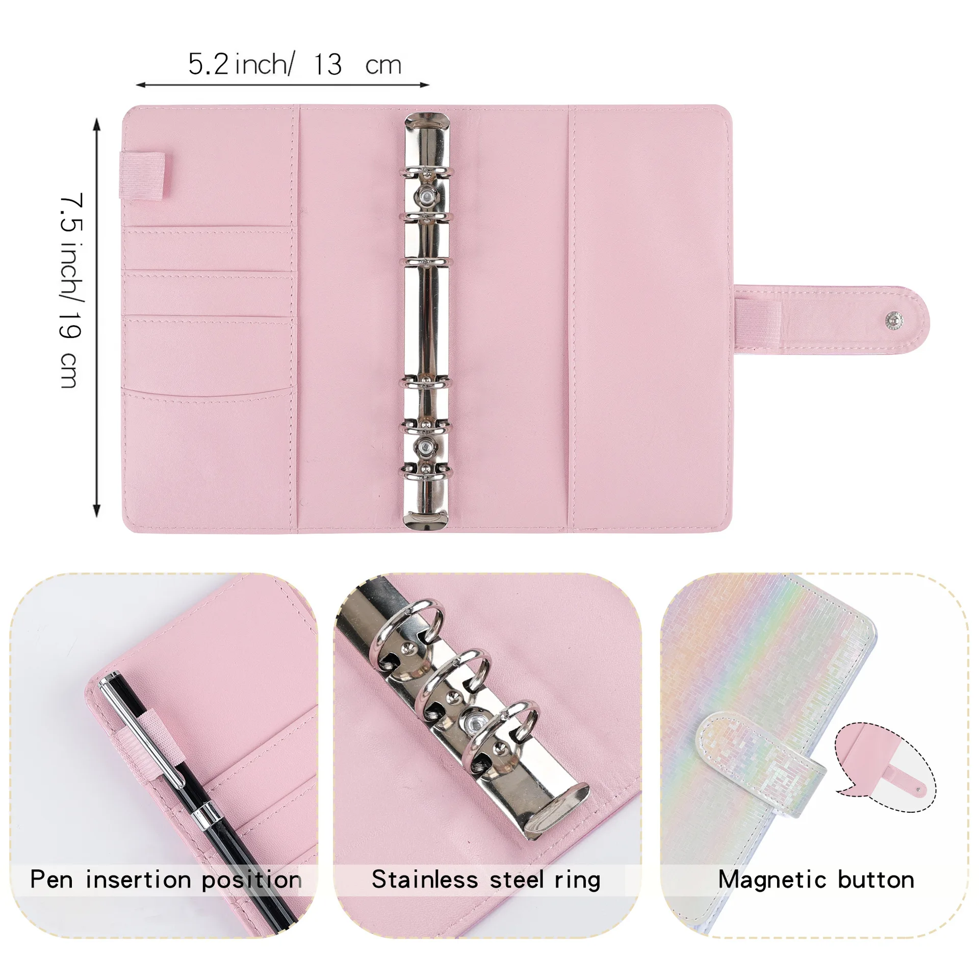 A6 PU Leather Marble Notebook Binder Budget Planner Money Organizer for Cash Savings with Zipper Envelope Pockets Stickers