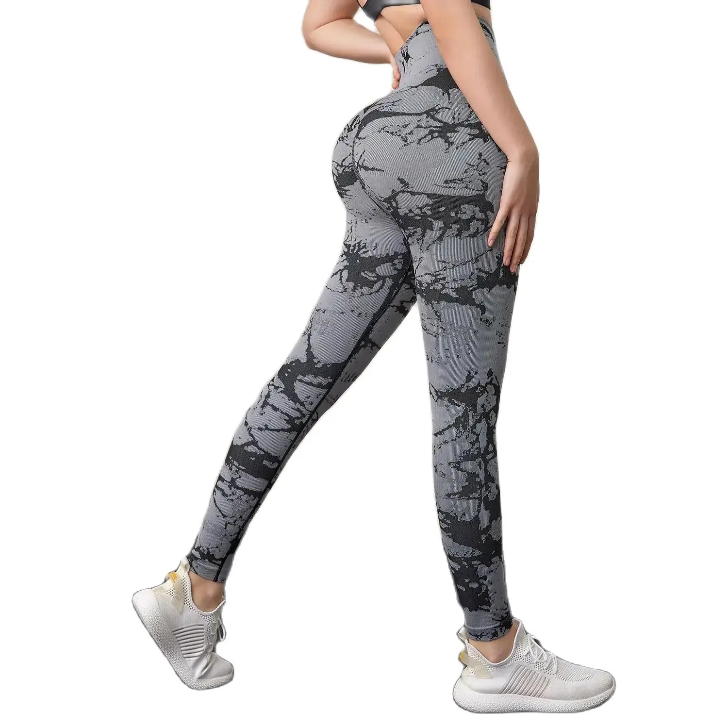 CHRLEISURE Jacquard Yoga Pants Seamless Sports Leggings Butt Lift Scrunch Workout Tights Elastic Slim Women Fitness Pants