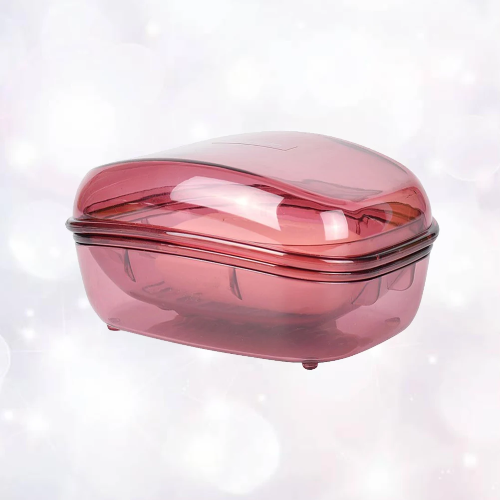 

Soap Dish with Lid Slotted Drainer Box Home Case Bathroom Container Double Layer Waterproof