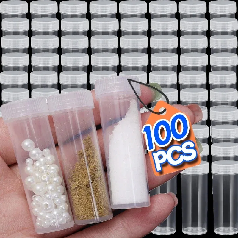 Mini Clear Plastic Bottles 5g 7g Test Tubes Storage Vials with Lids Jars for Beads Powder Pills Liquid Container Travel Bottles