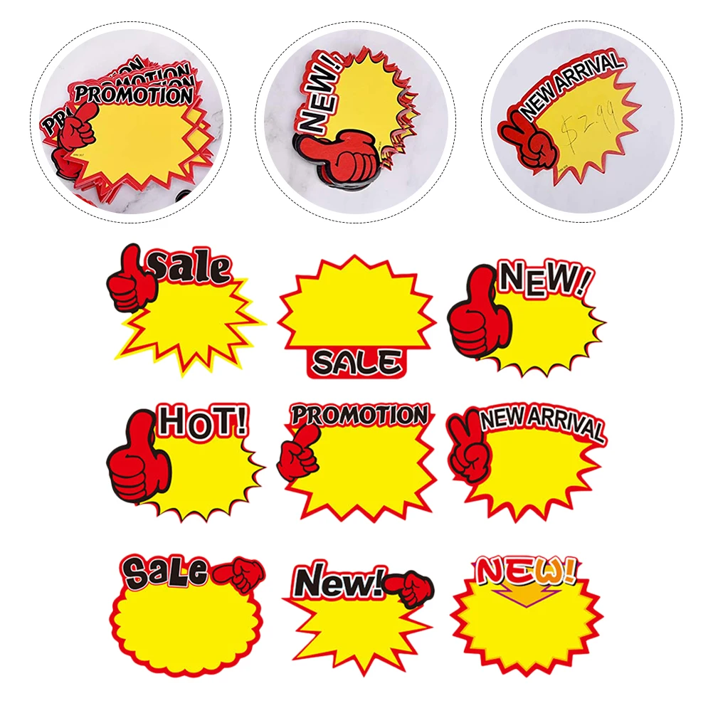 100 Pcs Tag Promotional Advertising Stickers Signs Shop Advertising Stickers Labels Display Notes