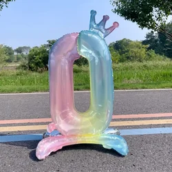 32 Inch Seven Color Standing Crown Digital Aluminum Film Balloon Children's Birthday Party Baby Photography Room Decoration Prop