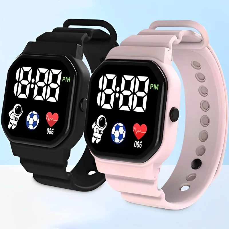 LED Digital Wristwatches Watch for Boy Girl Sports Waterproof Watches Silicone Strap Electronic Watch Multifunction Smart Clock