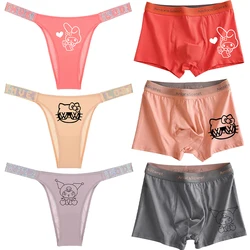 Couple Underwear Hello Kitty Women's Underwear Solid Color Cute Cartoon Low Waist G String Pants Wrapped Hip Girl Accessories