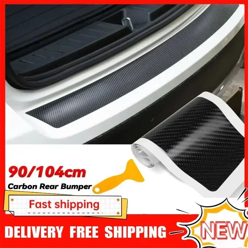 

New Car Rear Guard Plate Sticker 4D Carbon Fiber Trim Protection Trunk Rear Bumper Pedal Stickers Film Auto Threshold Pad