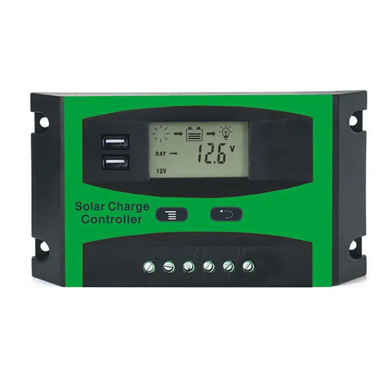 30A 12V 24V Solar Controller LCD Function Dual USB 5VDC Output Solar Cells Panel Battery Charge Regulator