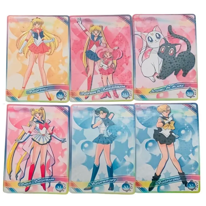 Sailor Moon Flash Card Usagi Tsukino Mizuno Ami Kino Makoto Aino Minako Diy 16 Sheets Action Toy Figures Anime Game Collection