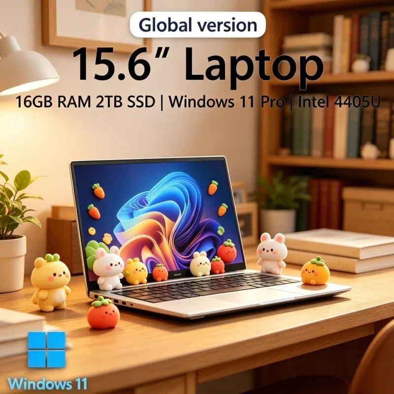 

Novate 2026 Nebulous Hyper Slender Laptop 15.6 16GB RAM SSD Intel 4405U Prismatic Gaming PC 1920*1080 Display Ingenious