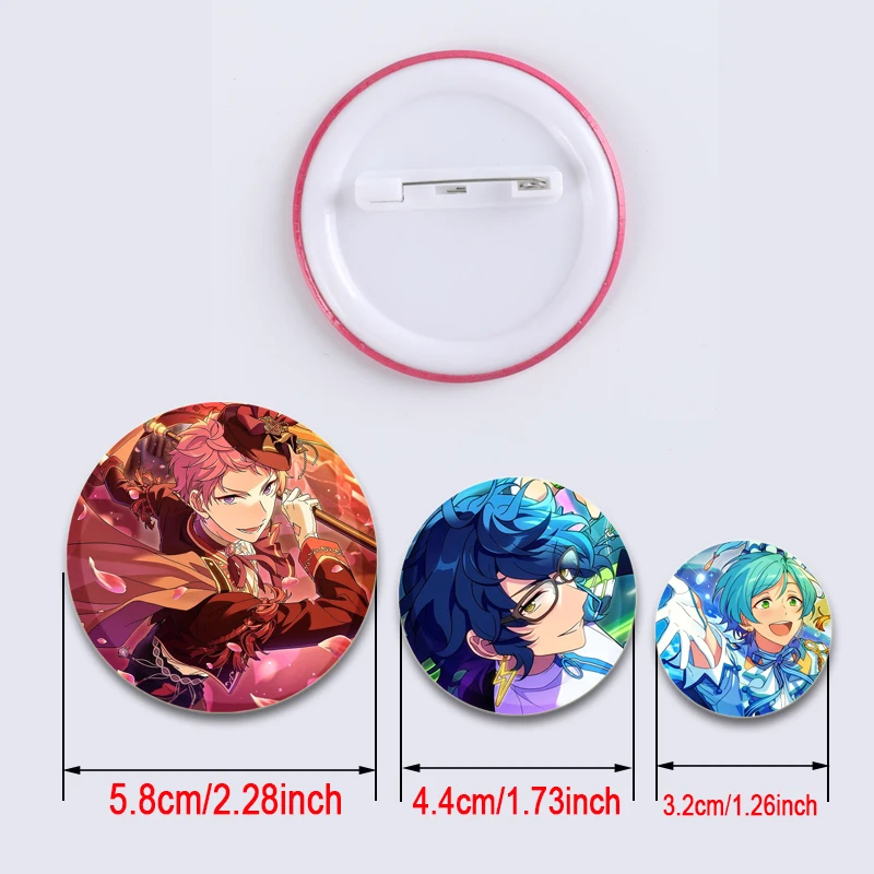 Anime Collection Ensemble Stars Tinplate Pin Round Cartoon Snap-in Brooches for Backpack Accessories Badge Handmade Decoration