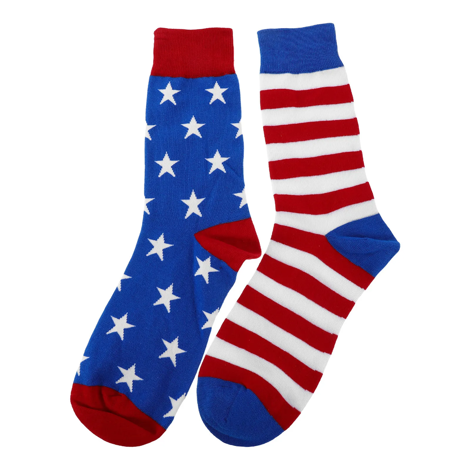 

1Pair American Independence Socks Men Midcalf Patriotic Flag Striped Sports Casual 4Th of July National Day Striped Mens Socks