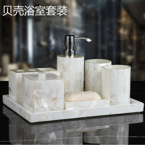 Bathroom Set Wash Toiletries Mouthwash Cup Lotion Bottle Toothbrush Holder Soap Dish Cotton Swab Box Tray Tissue view 5