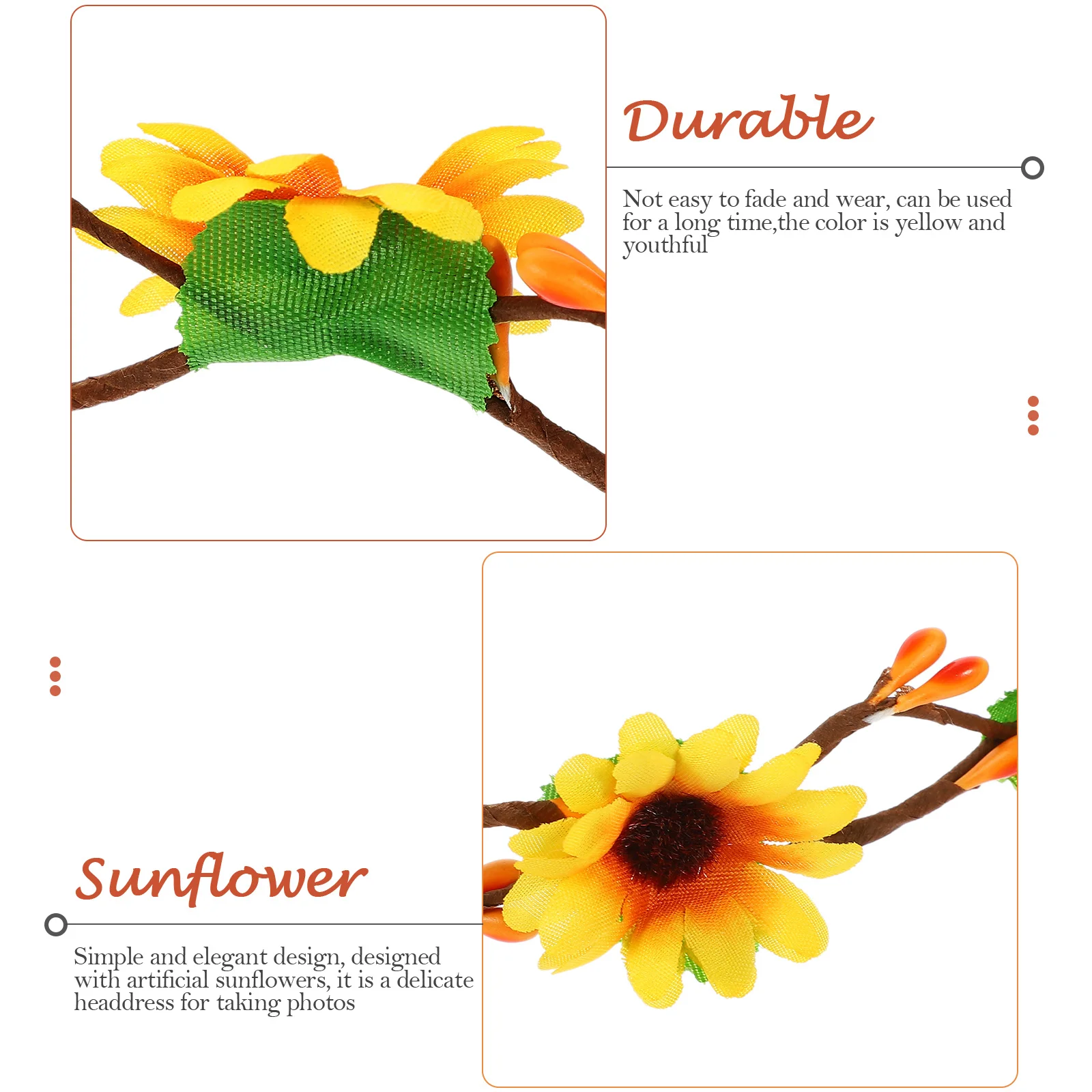 

2pcs Sun Flower Headband Sunflower Bridal Hair Accessories Wreath Wedding Headwear Garland Elastic Cloth Women Headband