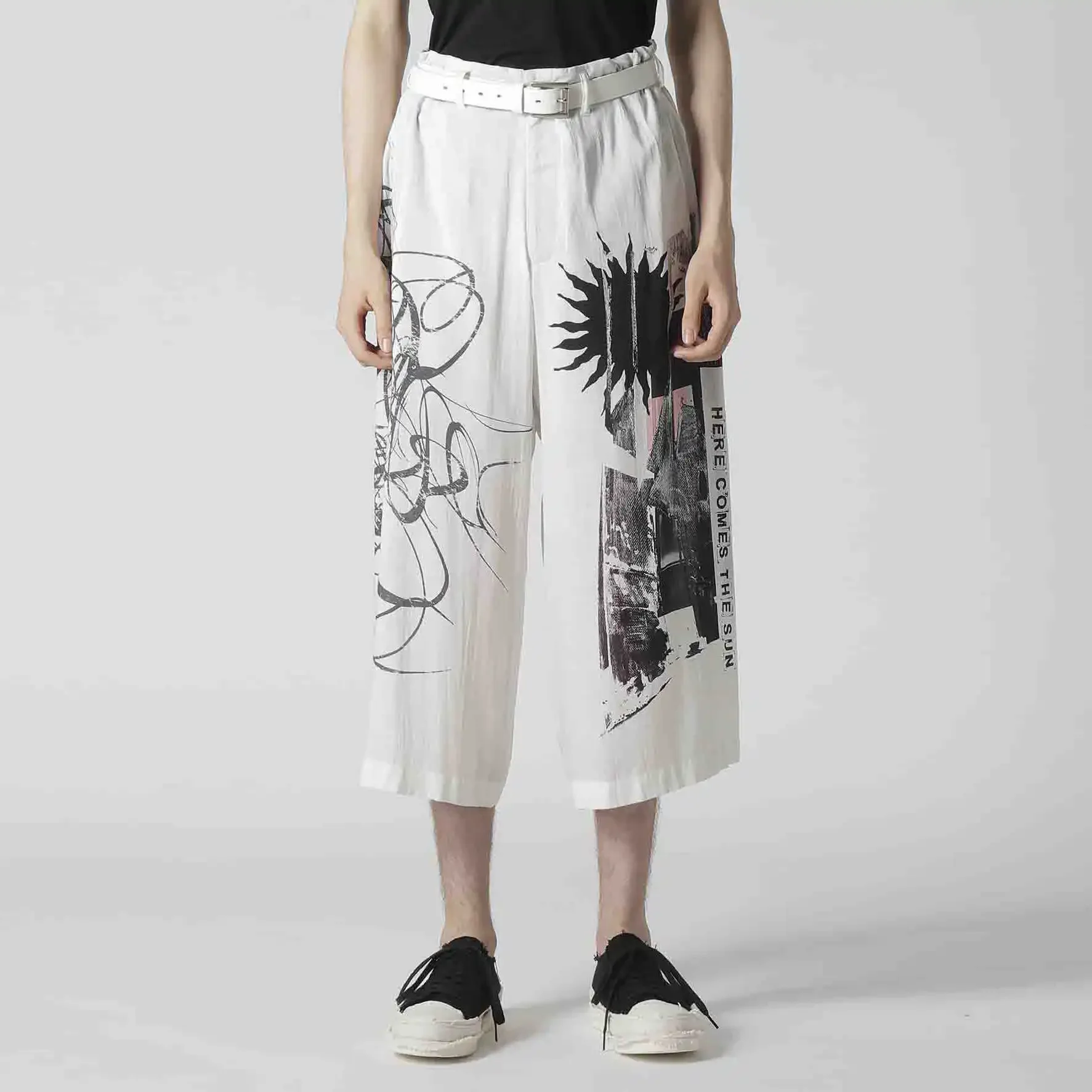 

YOJI OOAK Japanese Design Inkjet Printed Wide Leg Pants Seven Leg Pants Design Sense Straight Casual Pants Men's Trendy