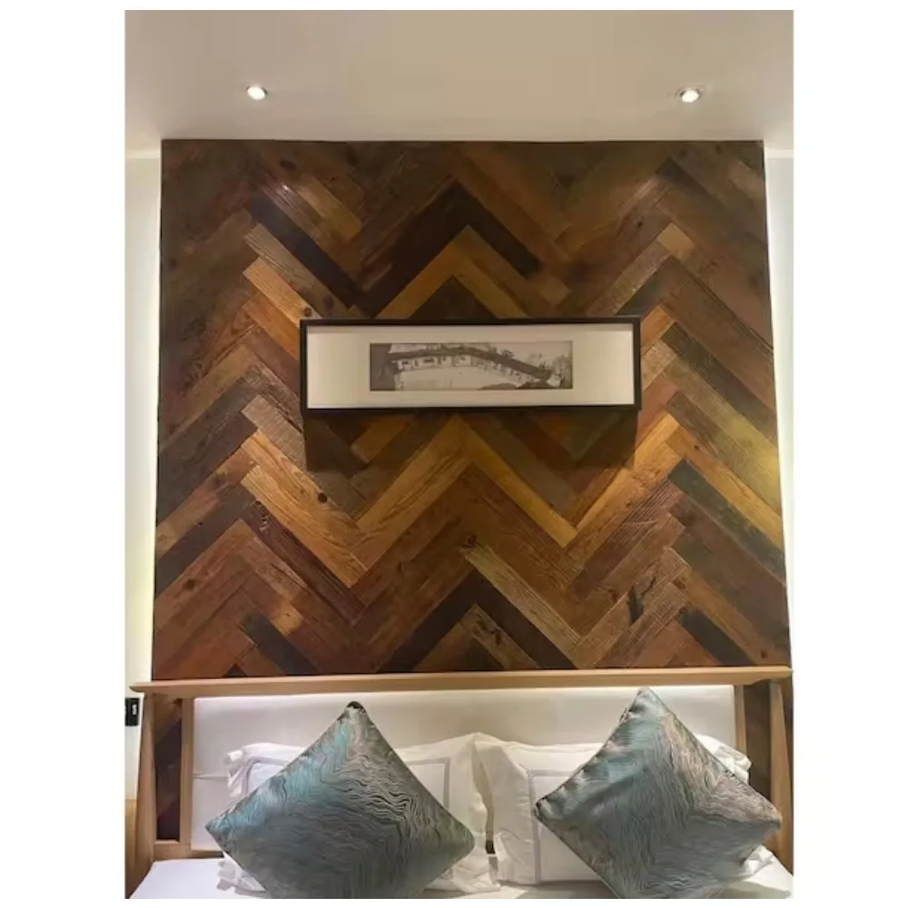 

Rustic Look Naturally Weathered Reclaimed Barn Wood Panels; Product come with 14pc reclaimed wood plank covering 20.8 sq. feet.