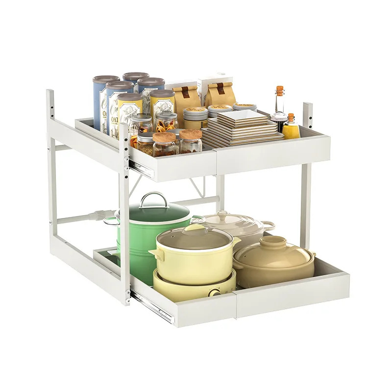 

Storage Rack Cabinet Drawer-Style Dish Spice Pull-Out Basket Under The Sink Drawer Seasoning Pull Out Shelf