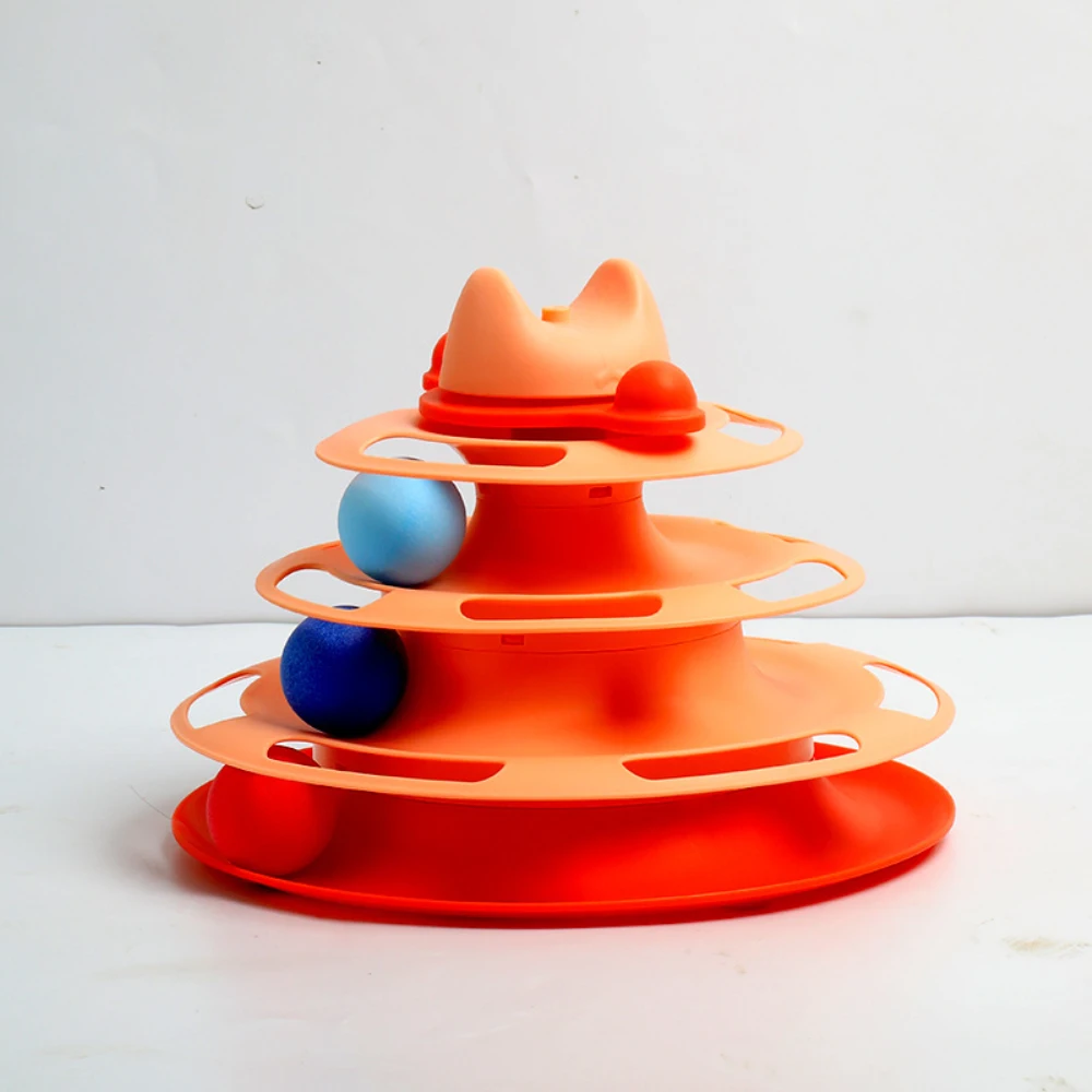 Swivel Ball Toy Rotatable Training Amusing Cat Toy Cat Amusement Plate Interactive 4-layer Cat Stick