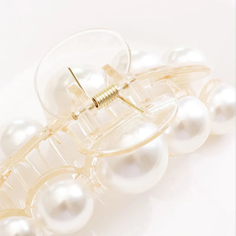 Elegant Hyperbole Big Pearls Acrylic Hair Claw Clips Big Size Makeup Hair Styling Barrettes for Women Hair Accessories