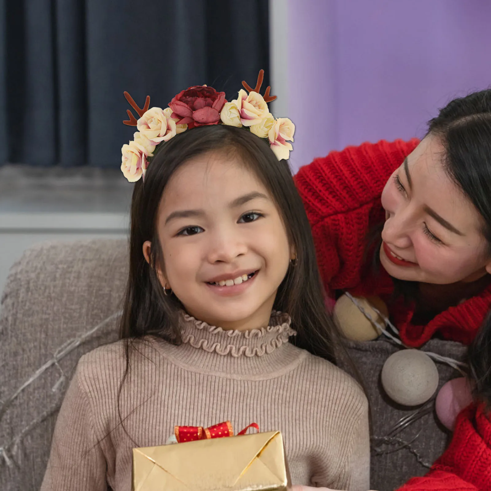 

Уникальный рождественский обруч для волос с рогами лося, легкий, недеформирующийся, милый, милый головной убор, идеальный праздник, вечеринка, косплей