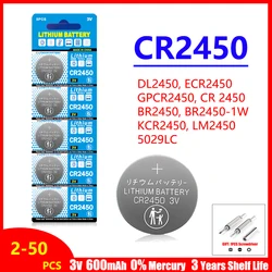 2-50PCS CR2450 Watch Buttom Battery KCR2450 5029LC LM2450 DL2450 ECR2450 BR2450 CR 2450 3V 600mAh Lithium Coin Cell Batteries