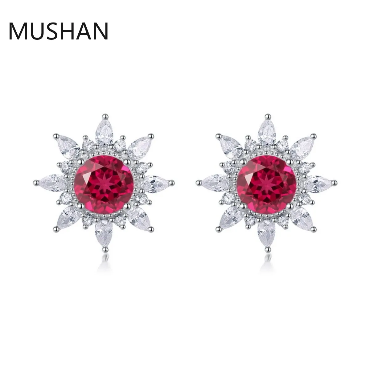 MUSHAN Luxury Jewelry S 925 Sterling Silver Stud Earrings Women GRC Certificated Lab Grown Emerald Earrings Stud Ear Pin Jewelry