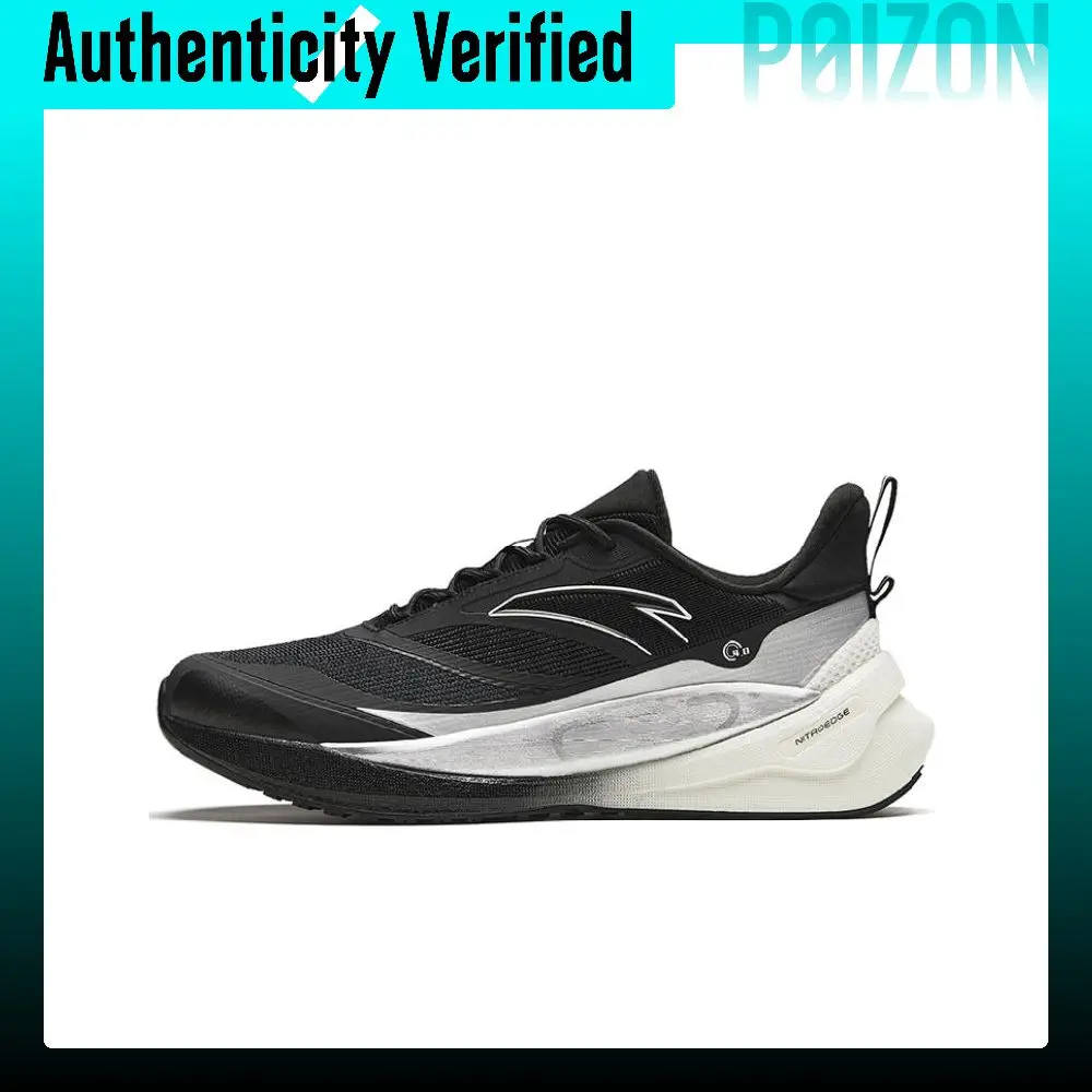 Anta C37 Series Comfortable Fabric Cushioning, Wear Resistant Low top Sprint Running Shoes Men's Black Silver 912345538-5