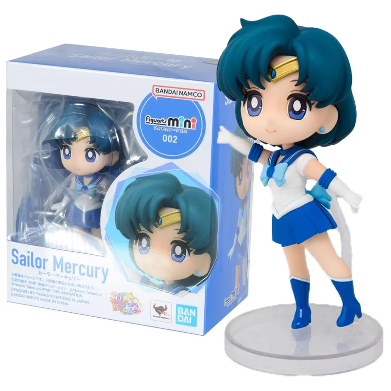 

Bandai Sailor Moon аниме Figuarts мини Sailor Mercury модель комплект экшн-фигурки игрушки для детей Коллекционный подарок украшение для рабочего стола