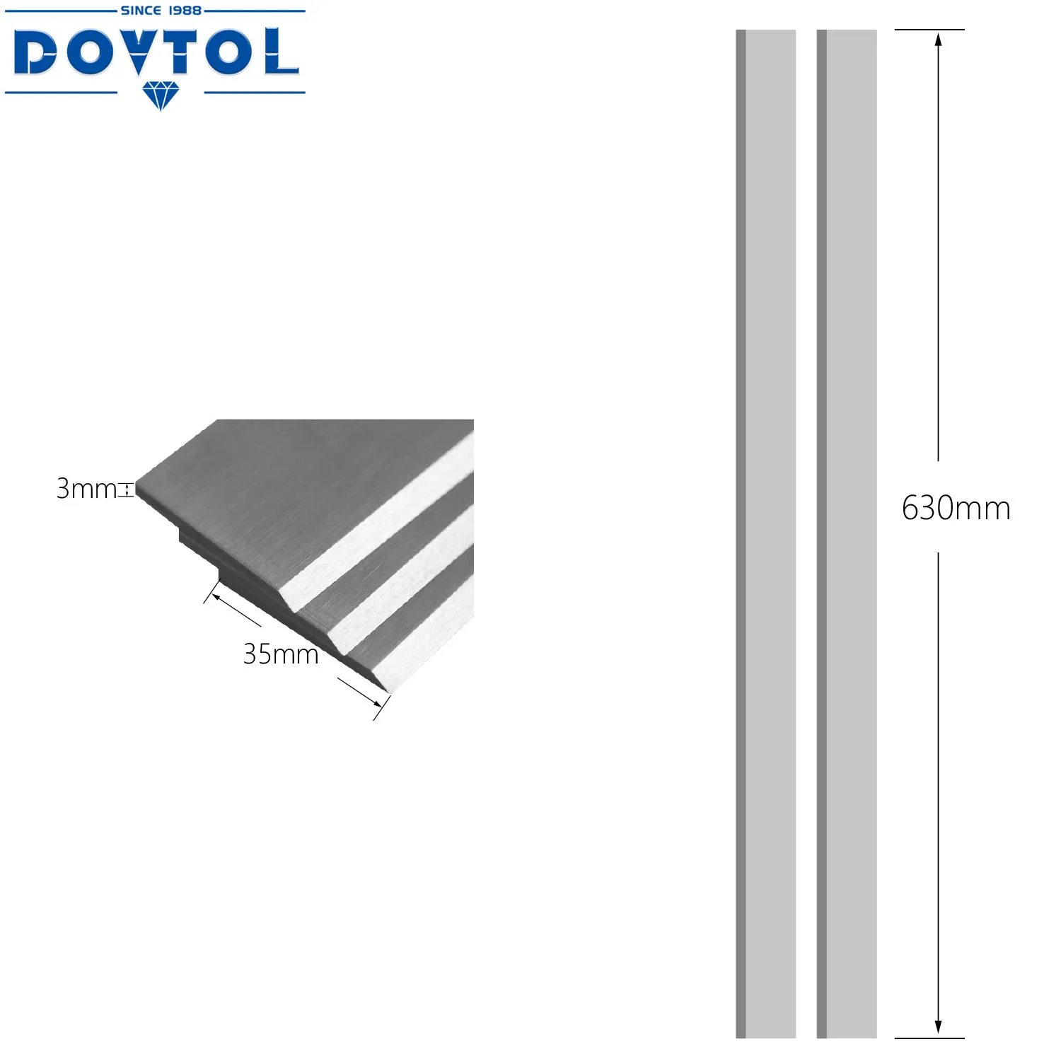 TCT Planer Blades jointer Knives 630x35x3mm 4pcs set Replacement for 4-side planer Vertical milling High speed press planer etc