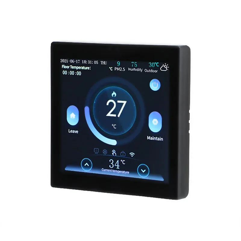 Heating Thermostat with Color Display for Gas Boilers Featuring Multi Language Options and Low Power Consumption Settings