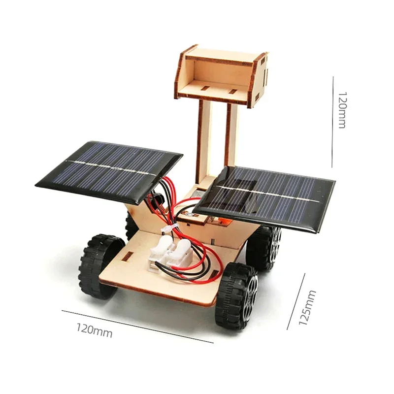 DIY solar energy Artificial satellite aerospace/ ground exploration rover model Kids assembling physical 3D wooden puzzle toys
