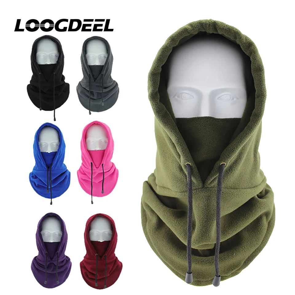 

LOOGDEEL ветрозащитная флисовая велосипедная Балаклава, маска, регулируемая термозащитная крышка для холодной шеи, мотоциклетная лыжная маска, теплая зимняя шапка