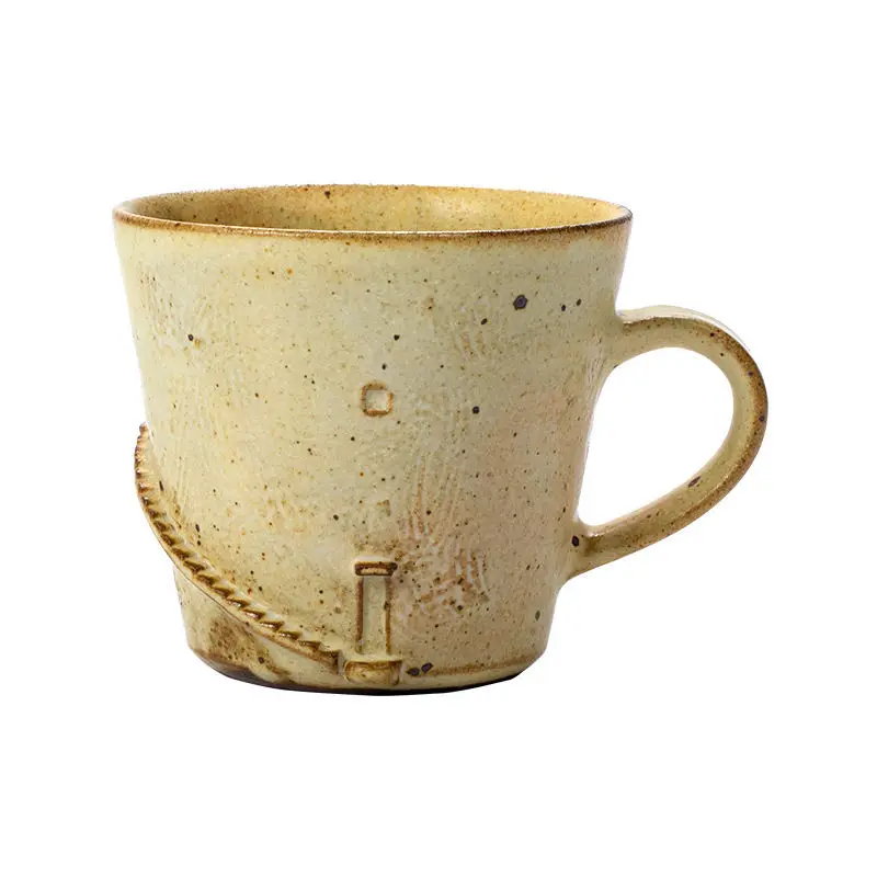 

Step powder, mug Japanese style, household retro water cup, coffee cup, handmade coarse pottery cup