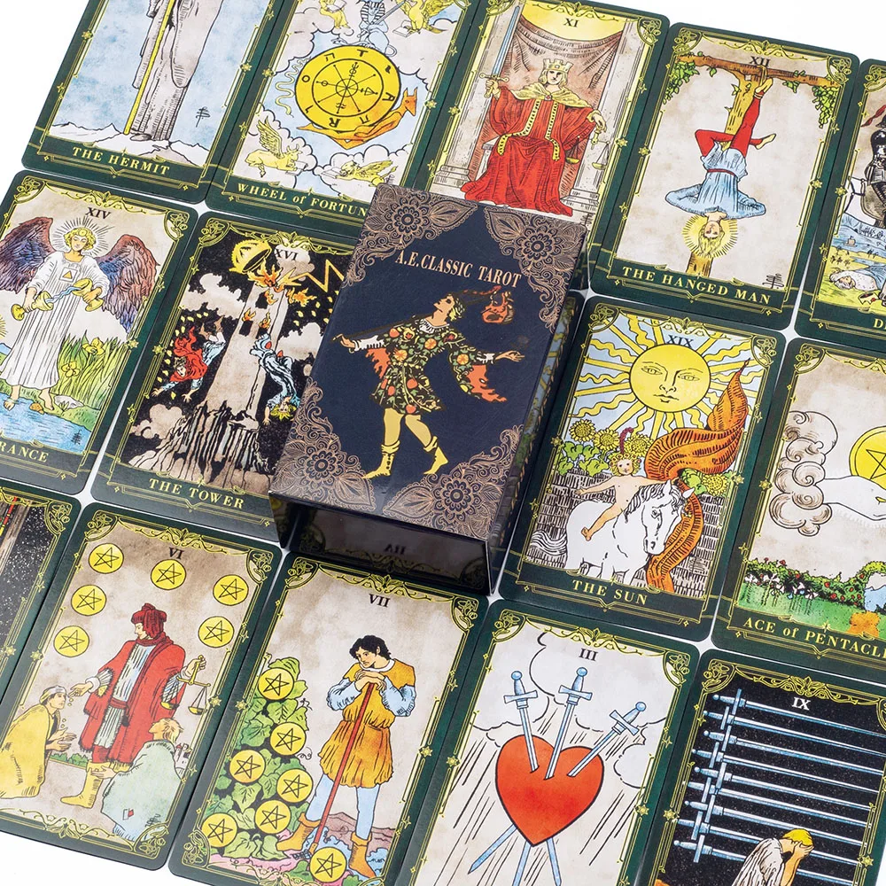 A.E.Classic Tarot Cards with Guidebook 10.3x6.1cm Color Edged Cards English Visions Divination Edition Oracle Deck Настільні ігри