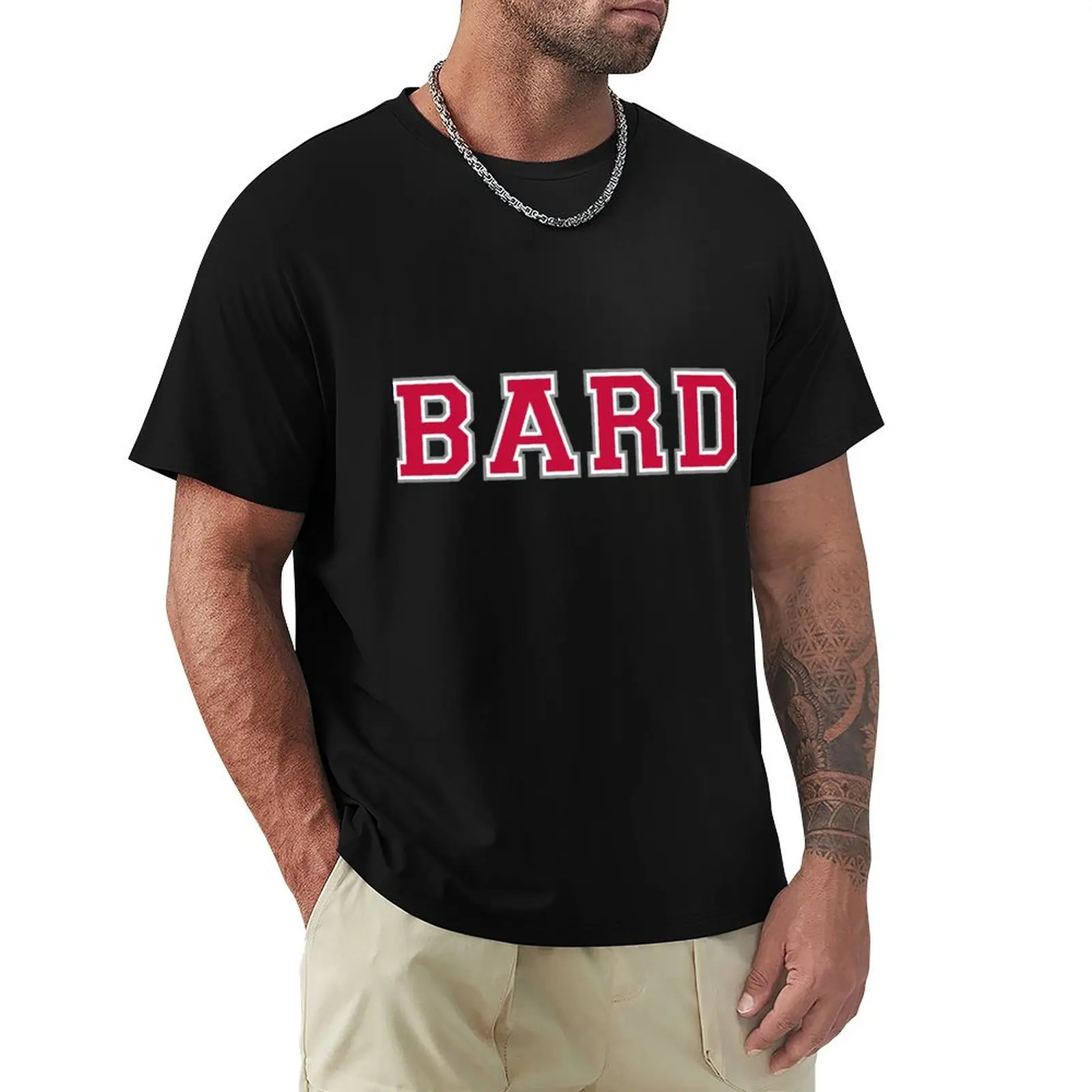 bard college font T-Shirt Relaxed Fit Casual Short Sleeve Top