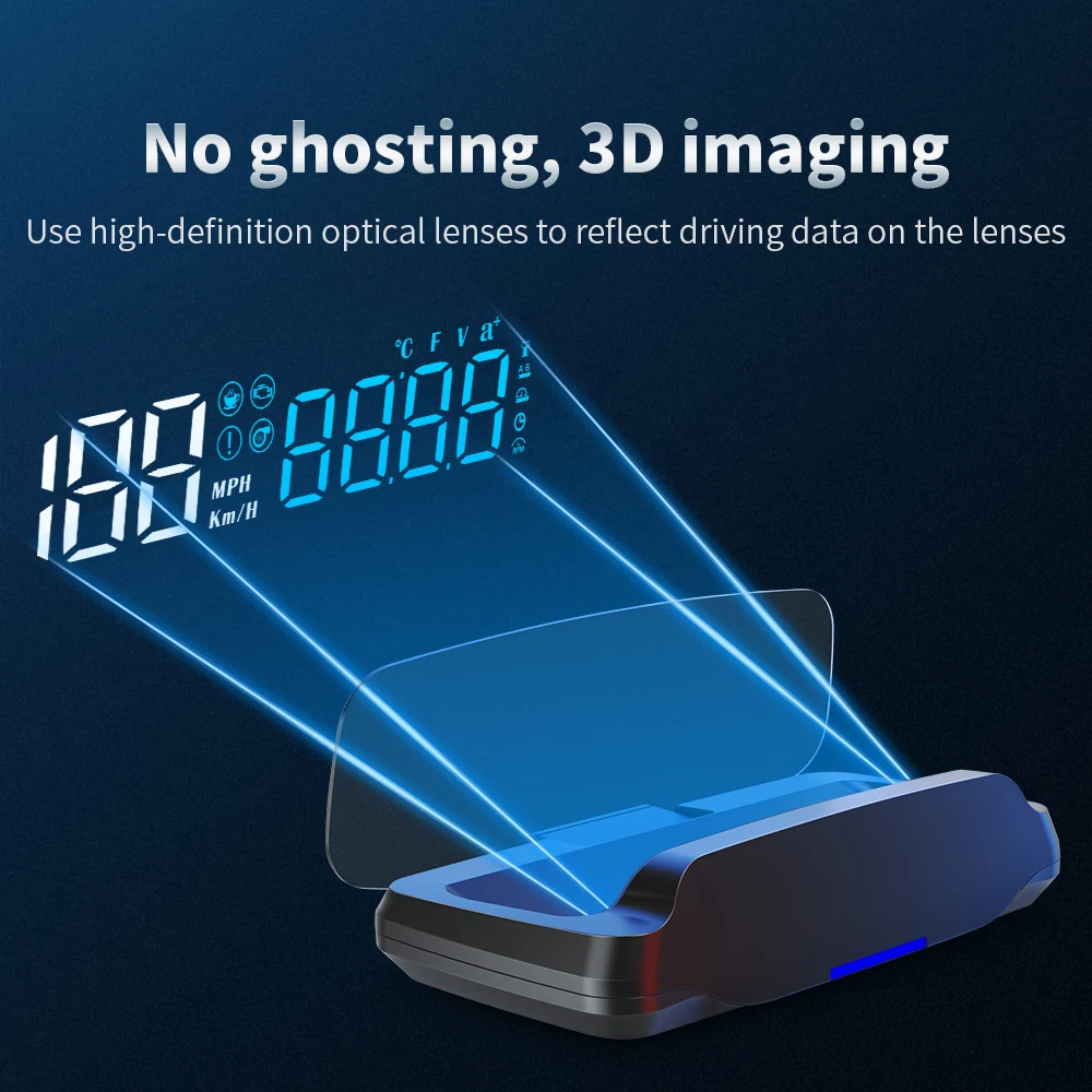Car OBD Head Up Display Digital Speedometer Speed Monitor Clock Overspeed Alarm Water Temp Voltage RPM Gauge On Board Computer