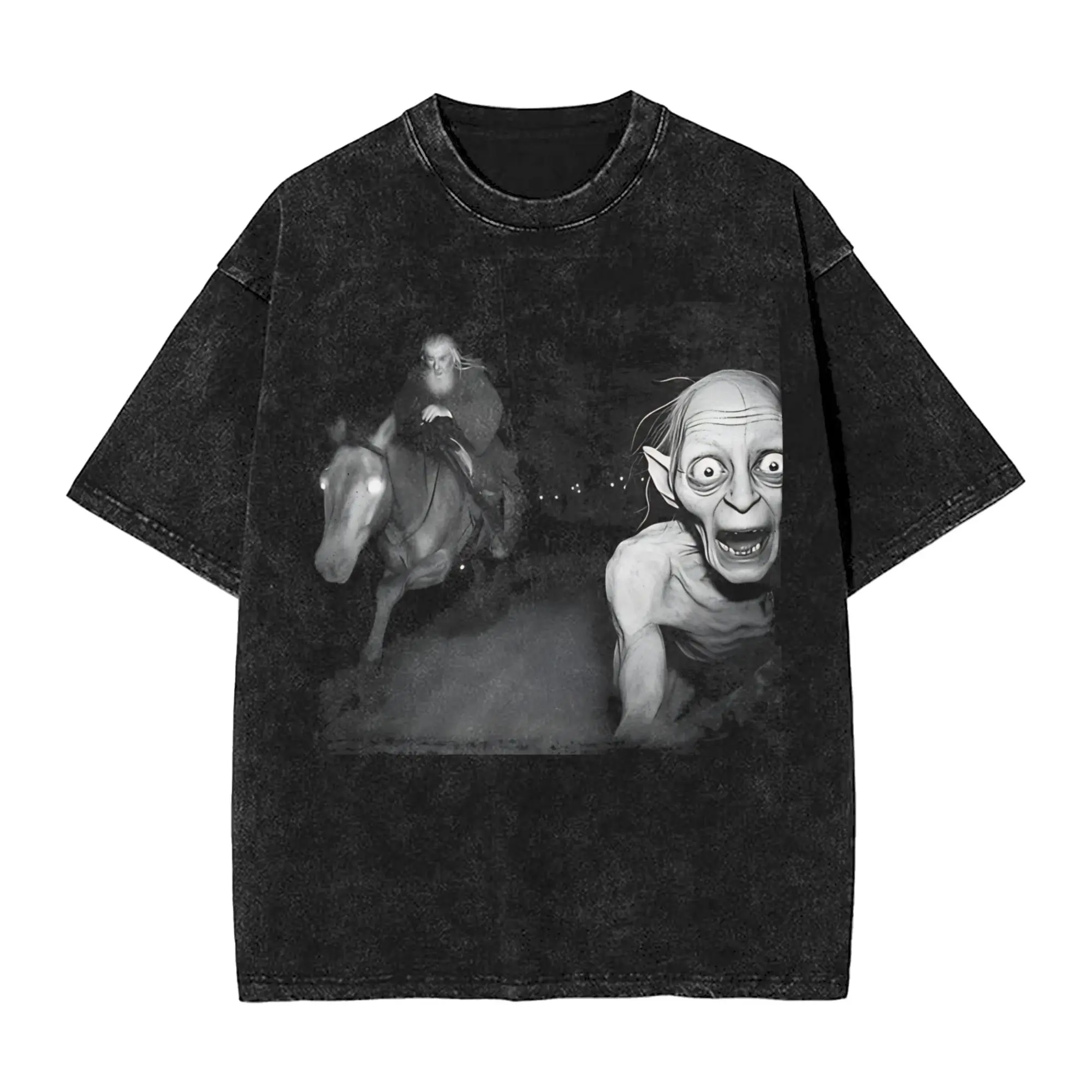 Gollum Lords Rings Funny Meme T Shirts Hip Hop Washed Short Sleeve Harajuku T-Shirt Casual for Men Women Streetwear Printed Tees