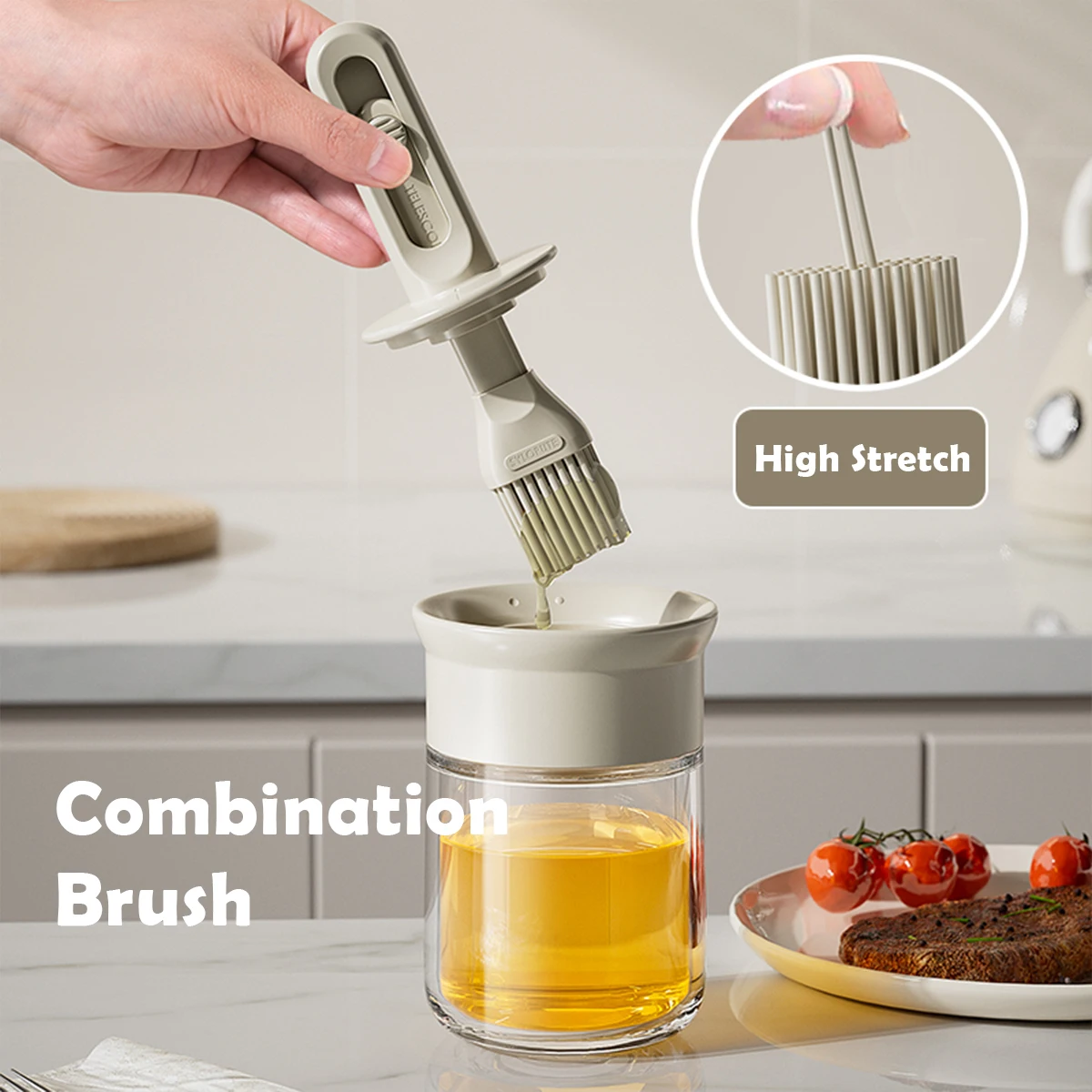 WMMO Telescopic Oil Brush Integrated Bottle Adjustable Length High Temperature Resistant Household Kitchen Barbecue Baking Tool