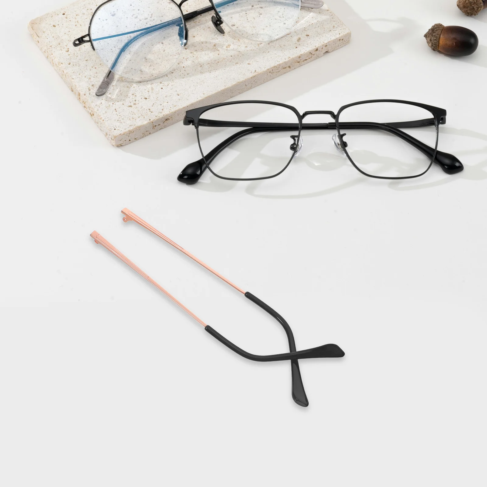 

1Pair Black Metal Eyeglass Temple Replacement Arms Compatible with Most Frames Easy Install for Glasses Repair Use