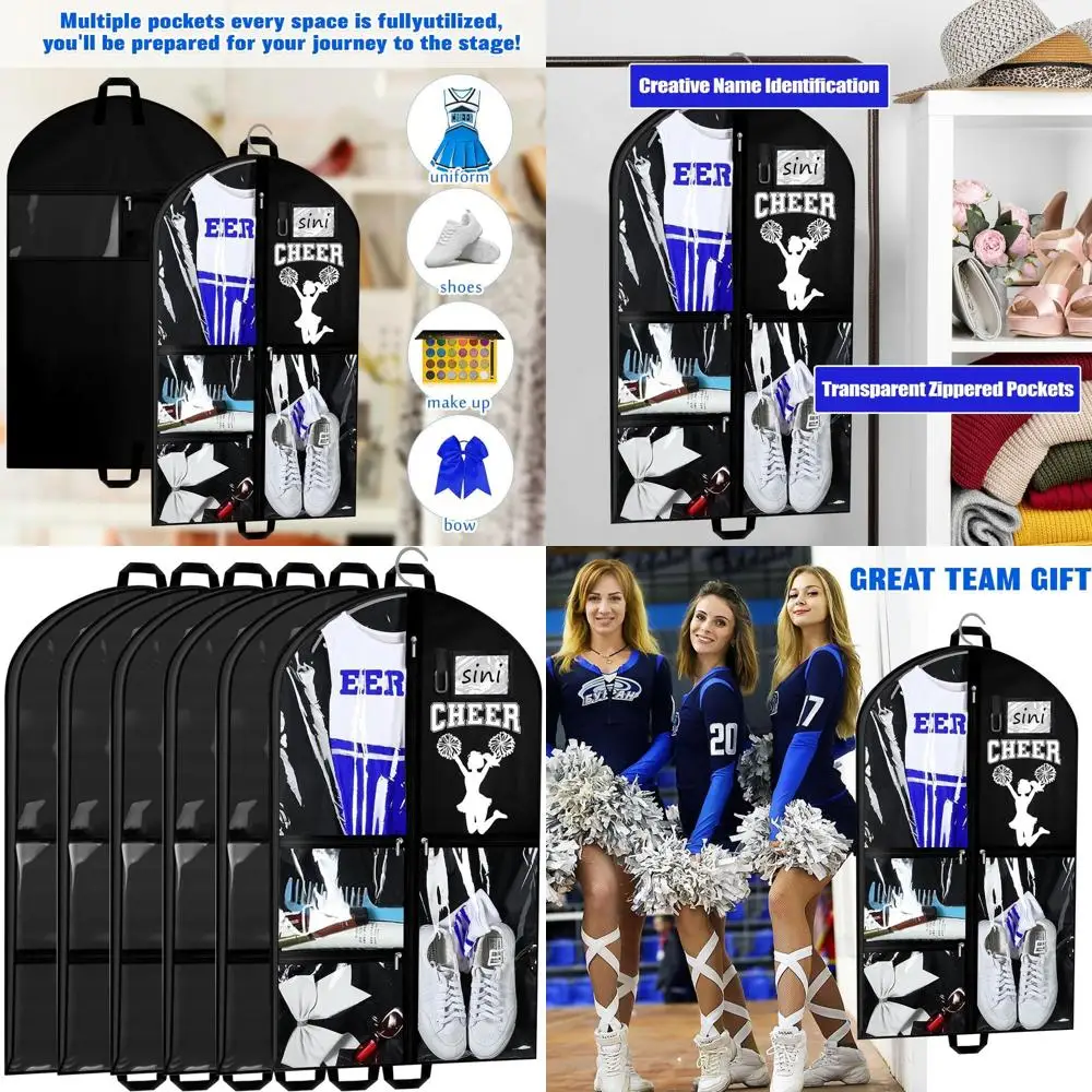 

40 Waterproof Oxford Fabric Cheerleading Uniform Bags with 5 Pockets and Side Zip for Dance Costumes Travel Storage