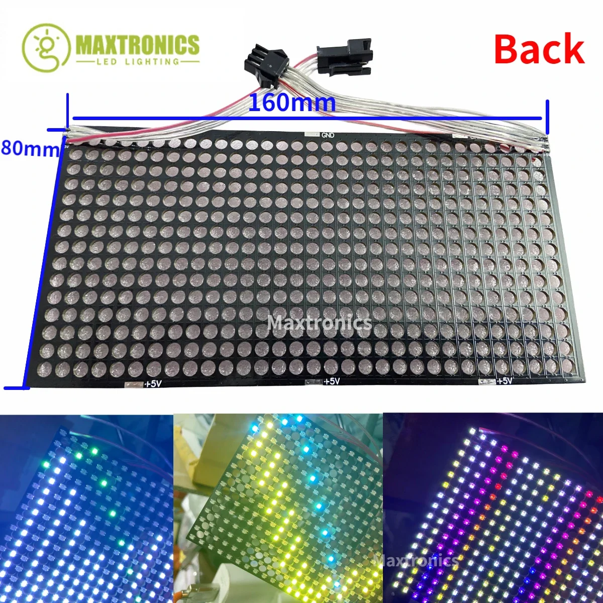 Imagem -03 - Painel Transparente Led para Ecrã Decor Colorido Matriz de Pontos Rgb Programável Protocolo Spi Dc5v Ws2812 80x160 mm 80x160 mm 2023