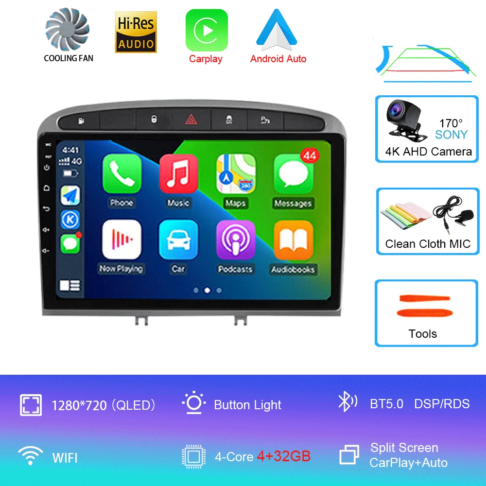 Android 16 autoradio voor Peugeot RCZ 308 SW 2007-2015 408 2012-2020 2DIN multimediasysteem navigatie GPS Carplay Auto head unit WIFI