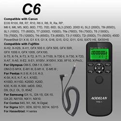 AODELAN TRS-C6 LCD Time Shutter Release Remote Control for Canon EOS R6 R M6 II M5 90D 250D 800D 600D 700D 500D 30D Rebel T4i
