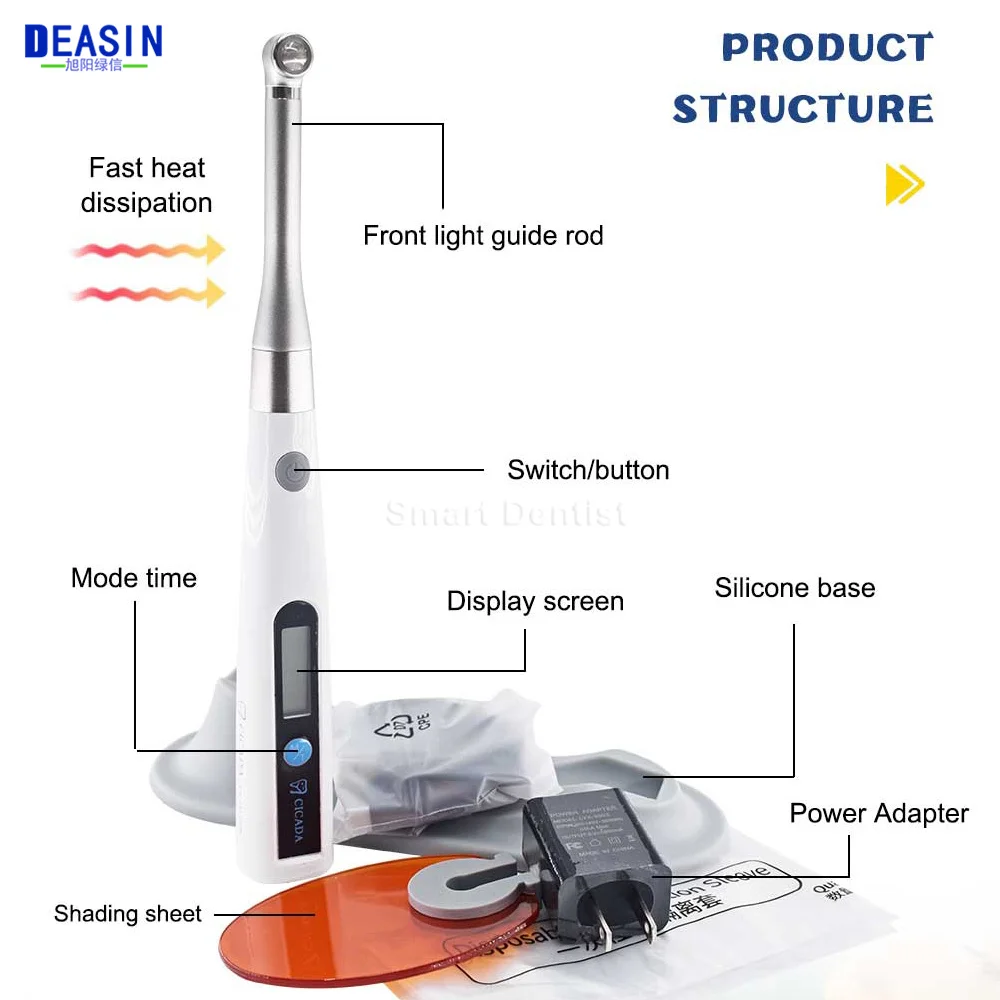 Dental Wireless Cordless Led Curing Light 1 Second Cure Lamp Horizontal Self-shading Integrated