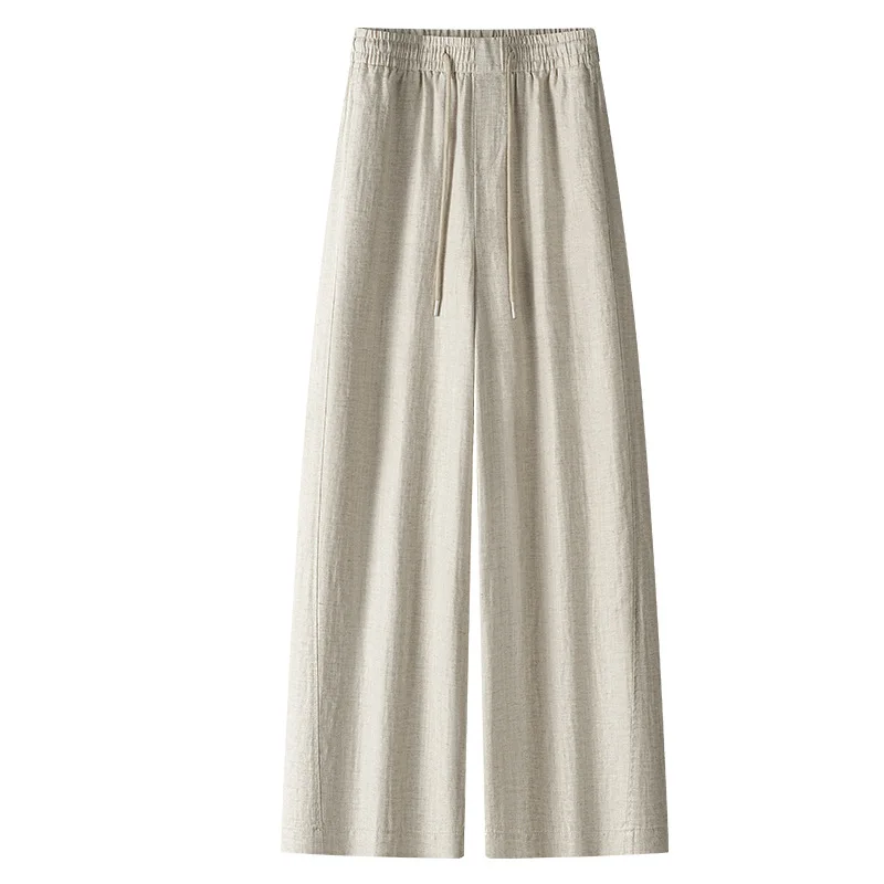 سراويل مريحة للنساء صيفية رفيعة وفضفاضة ومتعددة الاستخدامات ذات أرجل مستقيمة مع سراويل كاجوال ذات تأثير ثنيات #5