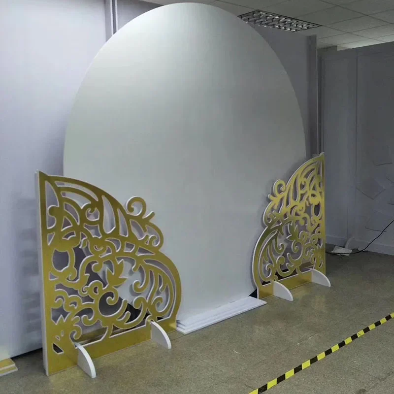 

Simple Round Shape White Color PVC Modern Fancy High Class Wedding Events Banquet Backdrop Wedding for Decoration Backdrop
