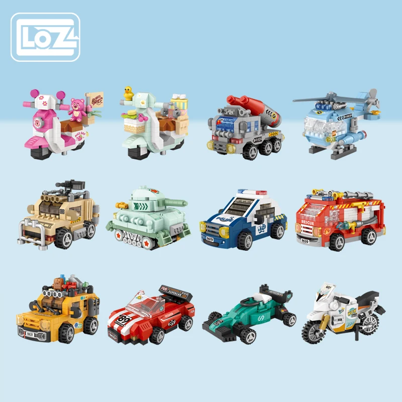 Loz Unit décennie ks on Wheels Puzzle, Petites particules, Voiture assemblée, Moto de jeu, Voiture de police, Modèle de voiture de sport Fire, Mignon, Drôle