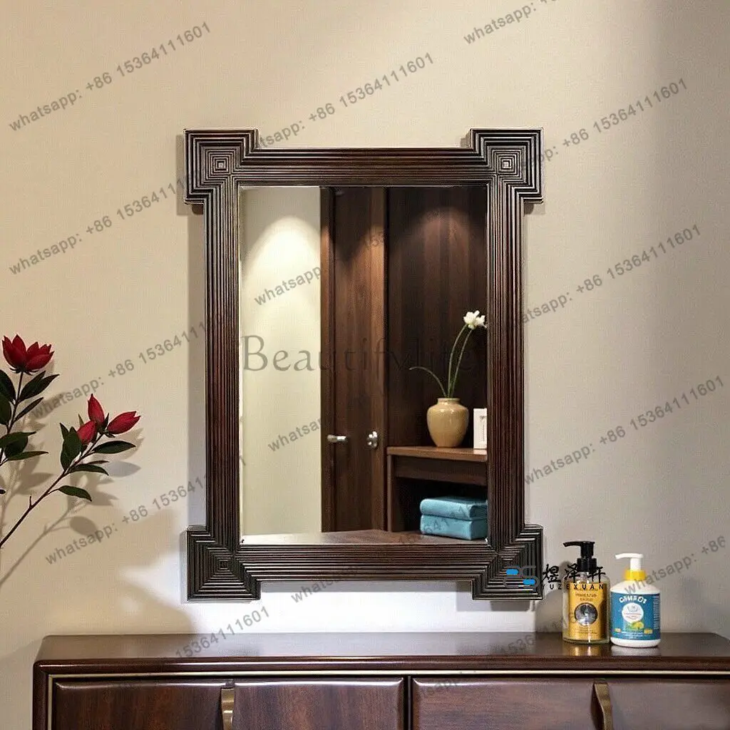 American retro bathroom mirror French medieval bedroom makeup dressing wall-mounted