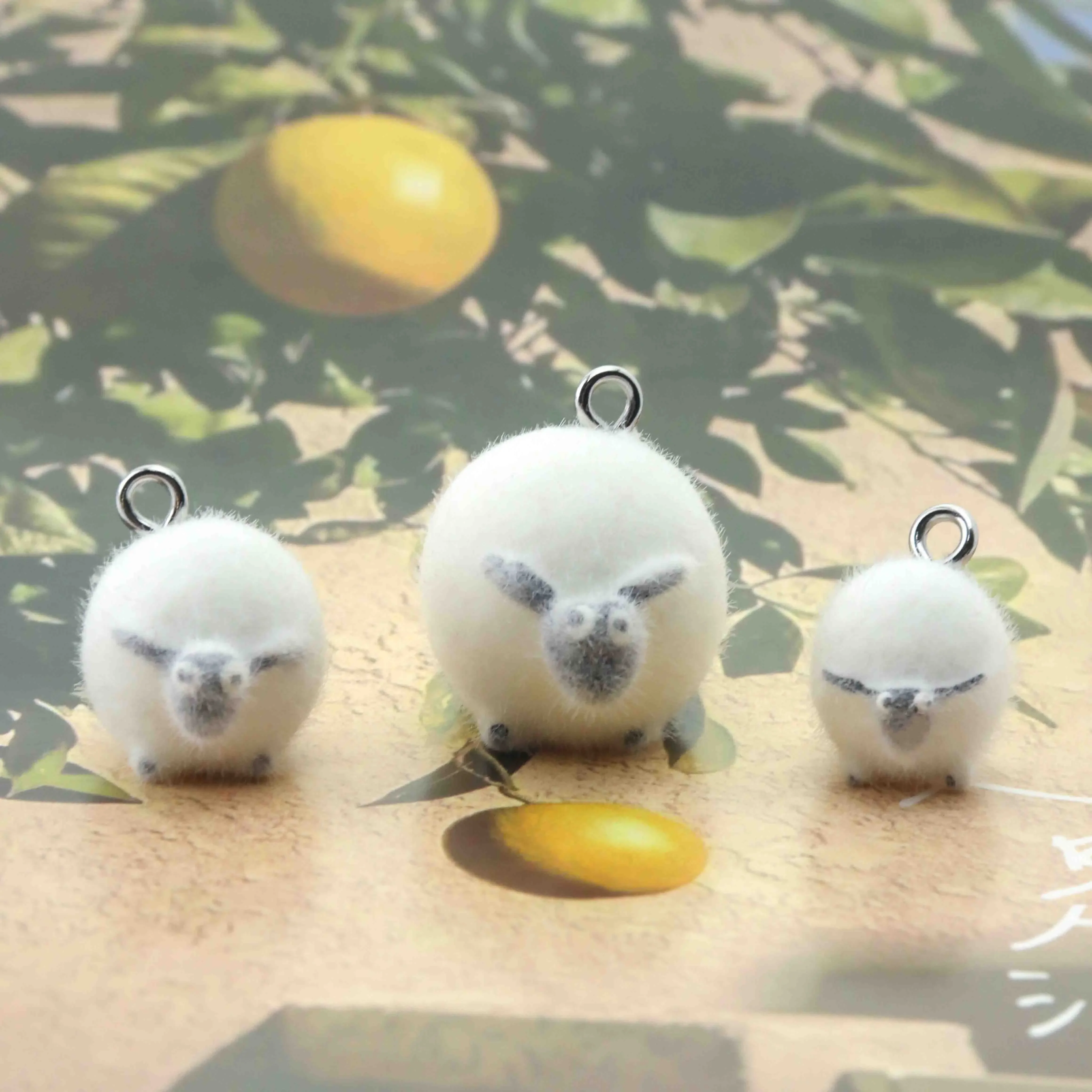 15 PCS Sheep Charms Cute Plush Animal Flocking Resin Pendant for Jewelry Making Diy HandmadeEarring Keychain Accessories